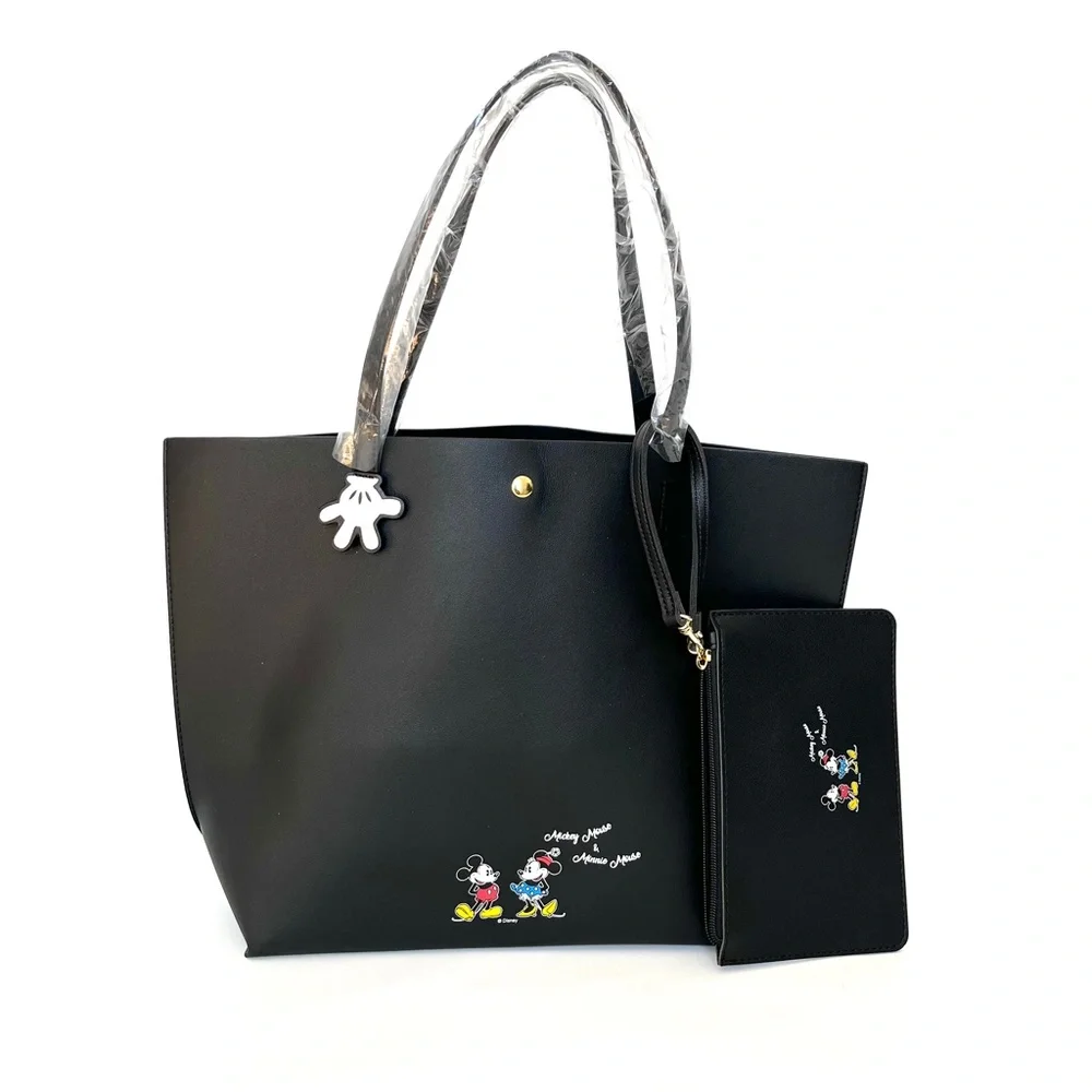 Disney Mickey Mouse Black Tote Bag with Matching Wristlet SET of 2